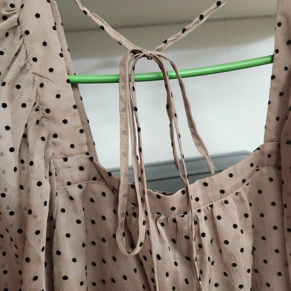 Versona Black Polka Dot Ruffle Blouse - Cream - Picture 4 of 4